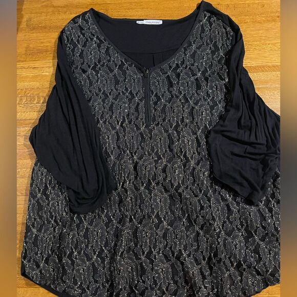 Maurices Woman’s Black and Silver Top Size 4X NWOT - Picture 4 of 11